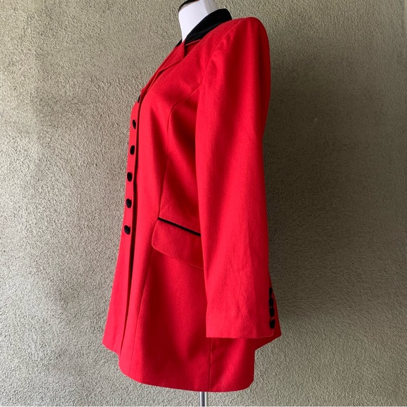 🔥5/$20🔥 “Amanda Smith” Red Pure Wool Jacket Velvet Collar size 12 - Picture 5 of 16
